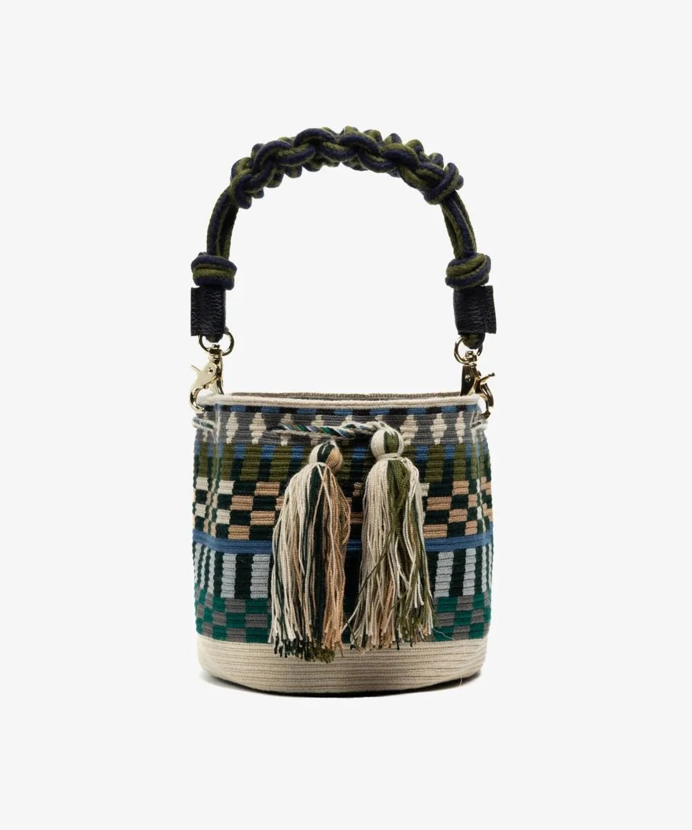 Bolso Cruzado M con asa de macramé, Poseidon